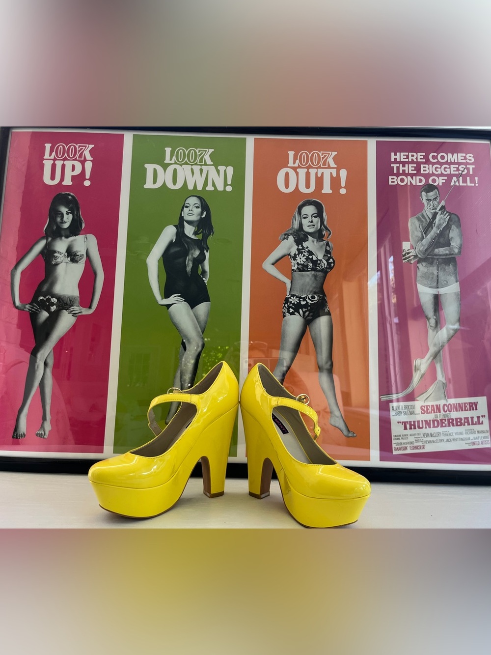 Mojo Moxy Yellow Patent Platform Mary Jane Heels